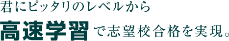 君にピッタリのレベルから高速学習で志望校合格を実現。